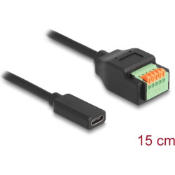 Delock USB 2.0 Cable USB Type-C™ female to Terminal Block Adapter with push button 15 cm