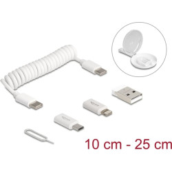 Delock 5 in 1 USB Data and Charging Cable and Adapter Set PD 3.0 60 W white