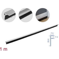 Delock Brush strip 20 mm with aluminium profile angled - length 1 m