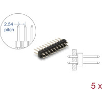 Delock Pin header 10 pin, pitch 2.54 mm, 2-row, straight, 5 pieces