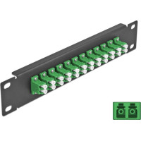 Delock 10″ Fiber Optic Patch Panel 12 Port LC Duplex green 1U black