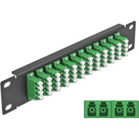 Delock 10″ Fiber Optic Patch Panel 12 Port LC Quad green 1U black