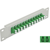 Delock 10″ Fiber Optic Patch Panel 12 Port LC Duplex green 1U grey