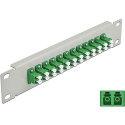 Delock 10″ Fiber Optic Patch Panel 12 Port LC Duplex green 1U grey