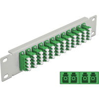 Delock 10″ Fiber Optic Patch Panel 12 Port LC Quad green 1U grey
