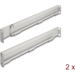 Delock 19″ Mounting bracket adjustable length 368 - 600 mm for network cabinet 1U grey 2 pieces
