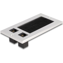 Delock Cable entry with brush and 2 x RJ45 Keystone module Cat.6 aluminium