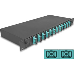 Delock 19″ Optical Fiber Splice Box 12 x SC Duplex OM3 1U complete assembled ready for splicing