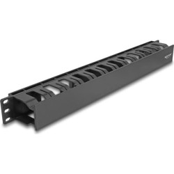 Delock 19″ Cable Management Routing Panel with 2 openings 1U black plastic