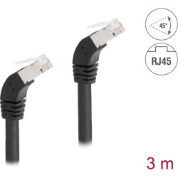 Delock RJ45 Network Cable Cat.6A S/FTP 45° downwards angled 3 m black