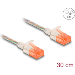 Delock RJ45 Network Cable Cat.6A U/UTP Slim 0.3 m transparent