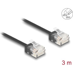 Delock RJ45 Network Cable Cat.6 UTP Ultra Slim 3 m black with short plugs