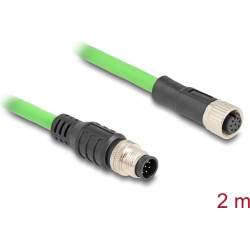 Delock M12 Cable A-coded 8 pin male to female PUR (TPU) 2 m