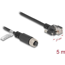 Delock M12 Cable A-coded 8 pin female to RJ45 plug with screws Cat.5e FTP 5 m black
