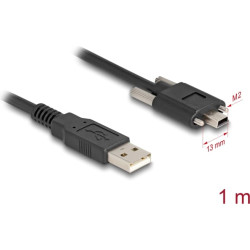Delock USB 2.0 Cable Type-A male to Type Mini-B male with screw distance 13 mm 1 m black