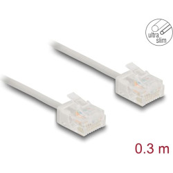 Delock RJ45 Network Cable Cat.6 UTP Ultra Slim 0.3 m grey with short plugs