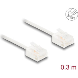 Delock RJ45 Network Cable Cat.6 UTP Ultra Slim 0.3 m white with short plugs