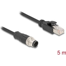 Delock M12 Cable A-coded 8 pin male to RJ45 male PVC 5 m