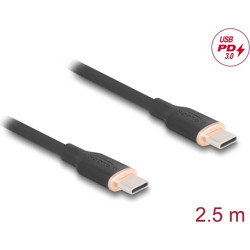 Delock USB 2.0 Cable USB Type-C™ male to male PD 3.0 60 W 2.5 m black Silicone