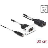 Delock Easy 45 HDMI 4K 60 Hz Module with DC feed 2.1 x 5.5 mm and pigtail,22.5 x 45 mm
