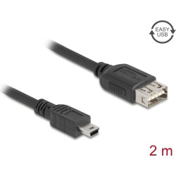 Delock USB 2.0 Cable USB Type Mini-B male to EASY USB Type-A female 2 m