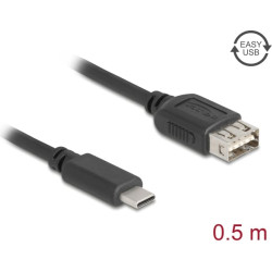 Delock USB 2.0 Cable USB Type-C™ male to EASY USB Type-A female 0.5 m