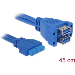 Delock Cable USB 3.0 pin header female to 2 x USB 3.0-A female stacked