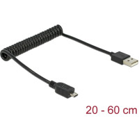 Delock Cable USB 2.0-A male > USB micro-B male coiled cable