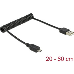 Delock Cable USB 2.0-A male > USB micro-B male coiled cable