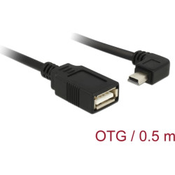Delock Cable USB mini male angled > USB 2.0-A female OTG 50 cm