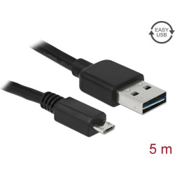 Delock Cable EASY-USB 2.0 Type-A male > USB 2.0 Type Micro-B male 5 m black