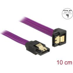 Delock SATA 6 Gb/s Cable straight to downwards angled 10 cm violet