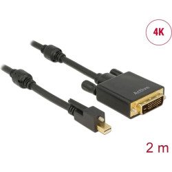Delock Cable mini Displayport 1.2 male with screw  DVI male 4K Active black 2 m