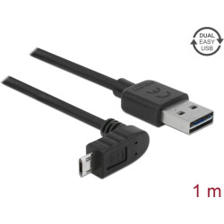 Delock Cable EASY-USB 2.0 Type-A male > EASY-USB 2.0 Type Micro-B male angled up / down 1 m black