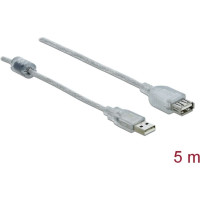 Delock Extension cable USB 2.0 Type-A male > USB 2.0 Type-A female 5 m transparent
