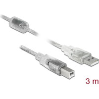 Delock Cable USB 2.0 Type-A male > USB 2.0 Type-B male 3 m transparent