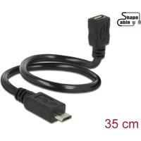 Delock Cable USB 2.0 Micro-B male > USB 2.0 Micro-B female OTG ShapeCable 0.35 m