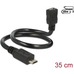Delock Cable USB 2.0 Micro-B male > USB 2.0 Micro-B female OTG ShapeCable 0.35 m