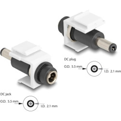 Delock Keystone Module DC 5.5 x 2.1 mm female to DC 5.5 x 2.1 mm male white