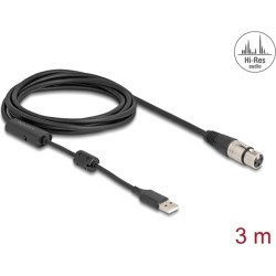 Delock High-Res Audio Converter Cable XLR 3 pin to USB Type-A analogue to digital 3 m