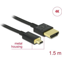 Kabelis HS HDMI ar Eth., AM > DM, 4K, 1.5m Slim, Delock
