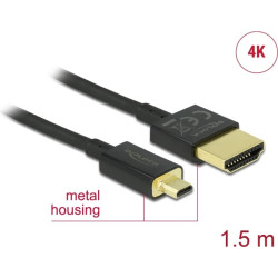 Kabelis HS HDMI ar Eth., AM > DM, 4K, 1.5m Slim, Delock