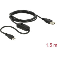 Delock Charging Cable USB 2.0 Type-A male > USB 2.0 Micro-B male with switch for Raspberry Pi 1.5 m