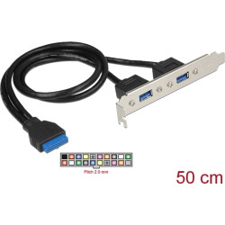Delock Slot bracket 1 x 19 pin USB 3.0 pin header female internal > 2 x USB 3.0 Type-A female external