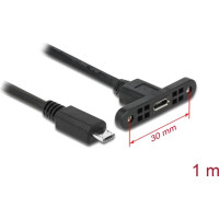 Delock Cable USB 2.0 Micro-B female panel-mount > USB 2.0 Micro-B male 1 m