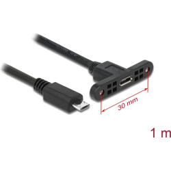Delock Cable USB 2.0 Micro-B female panel-mount > USB 2.0 Micro-B male 1 m