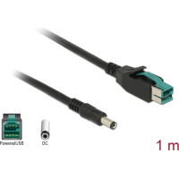 Delock PoweredUSB cable male 12 V > DC 5.5 x 2.1 mm male 1 m for POS printers and terminals