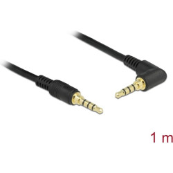 Delock Stereo Jack Cable 3.5 mm 4 pin male > male angled 1 m black