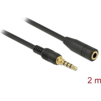Delock Stereo Jack Extension Cable 3.5 mm 4 pin male to female 2 m black