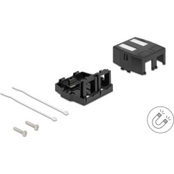 Delock Keystone Surface Mounted Box 2 Port with magnetic bottom, black